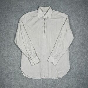 Ermenegildo‎ Zegna Shirt Mens 41/16 Brown White Micro Stripe Regular Fit Cotton